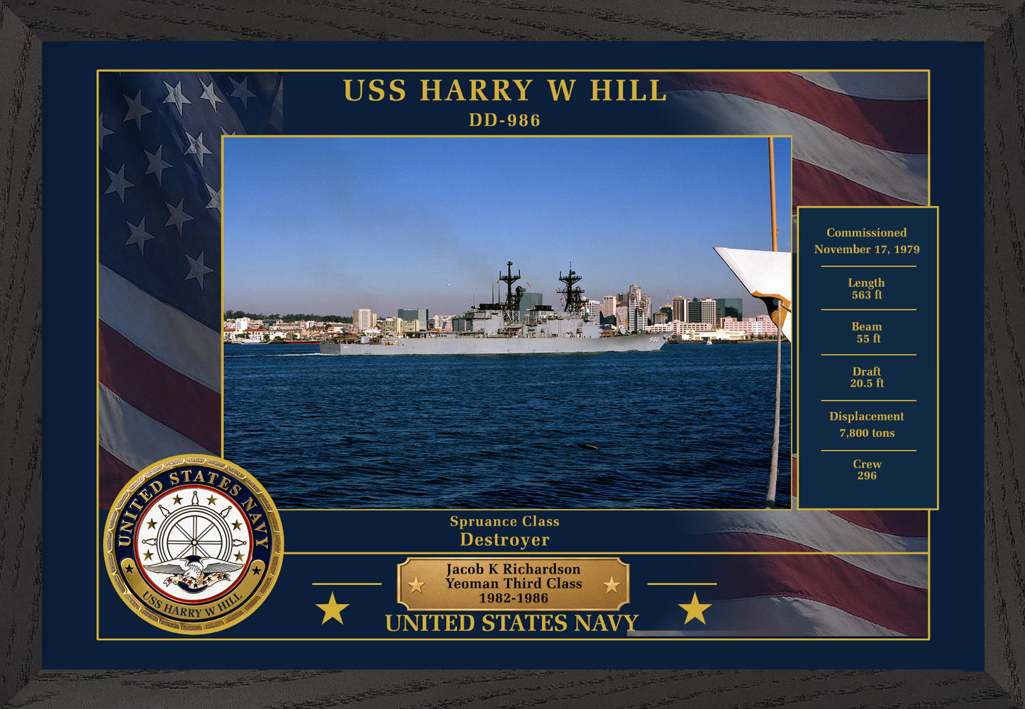 USS Harry W Hill DD-986 Framed Patriotic Photo