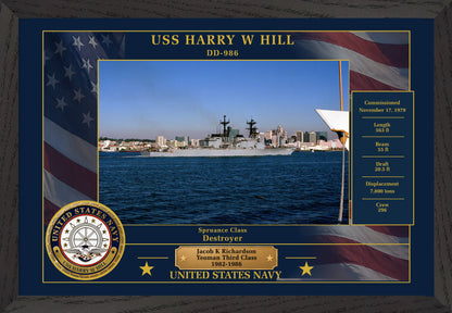 USS Harry W Hill DD-986 Framed Patriotic Photo