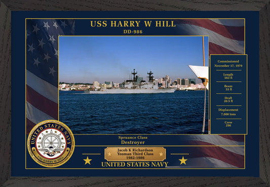USS Harry W Hill DD-986 Framed Patriotic Photo