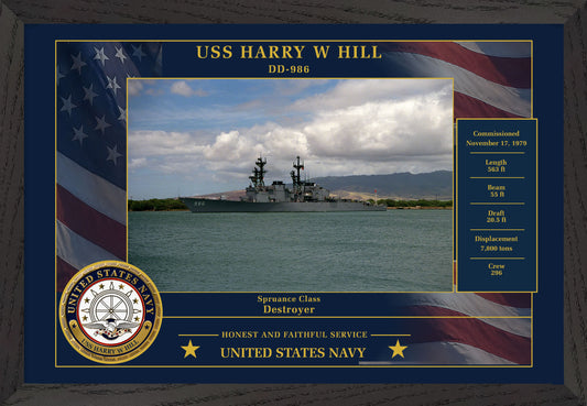 USS Harry W Hill DD-986 Framed Patriotic Photo