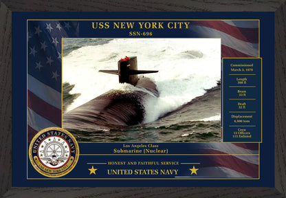 USS New York City SSN-696 Framed Patriotic Photo