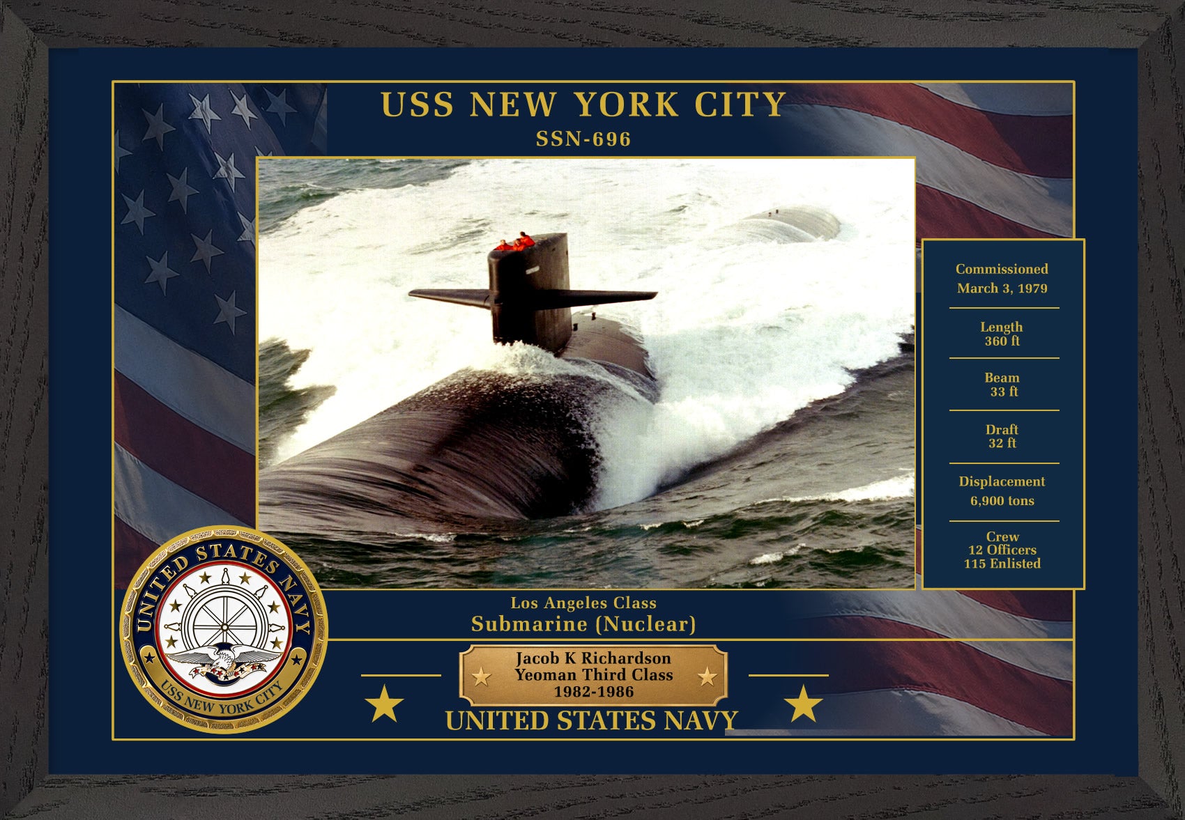 USS New York City SSN-696 Framed Patriotic Photo