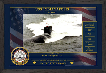 USS Indianapolis SSN-697 Framed Patriotic Photo
