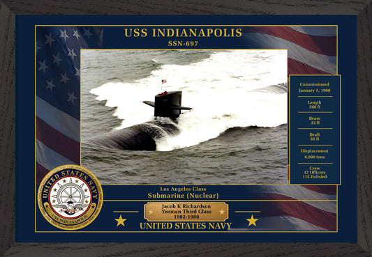USS Indianapolis SSN-697 Framed Patriotic Photo