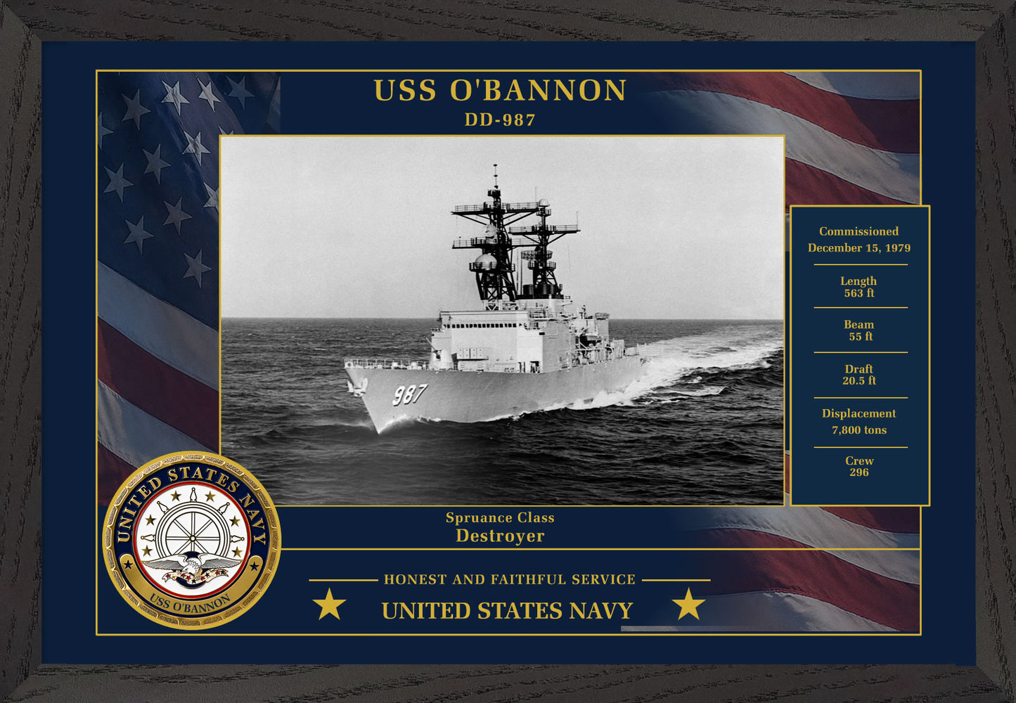 USS Obannon DD-987 Framed Patriotic Photo