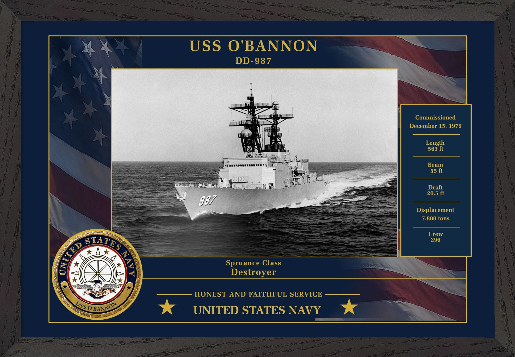 USS Obannon DD-987 Framed Patriotic Photo