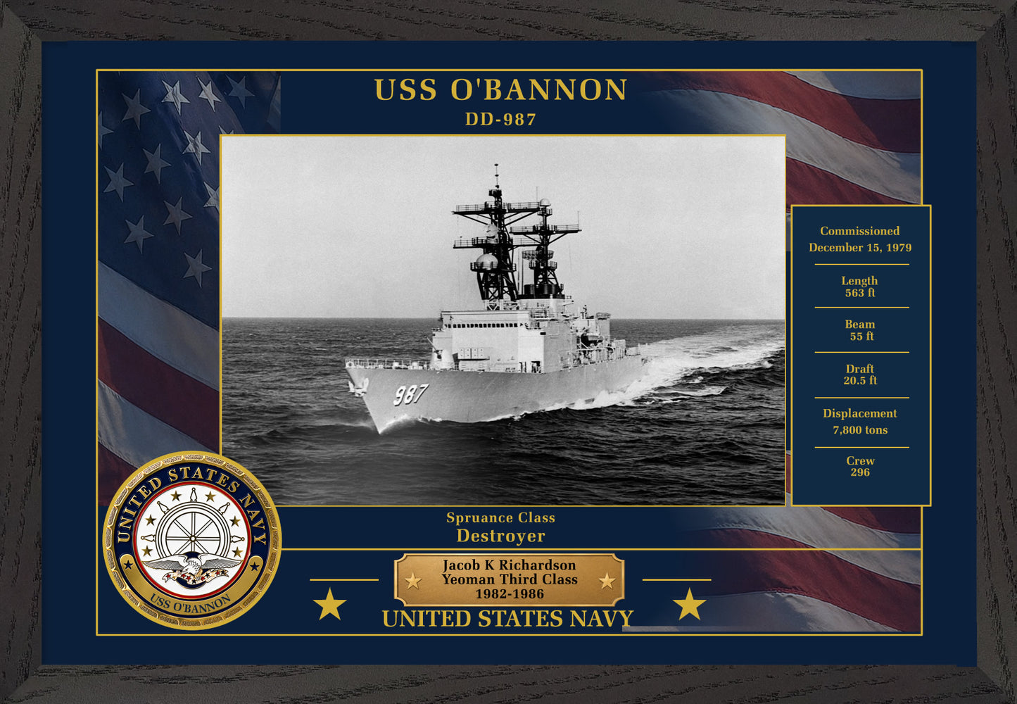 USS Obannon DD-987 Framed Patriotic Photo