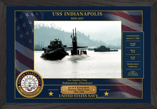 USS Indianapolis SSN-697 Framed Patriotic Photo
