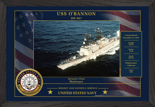 USS Obannon DD-987 Framed Patriotic Photo