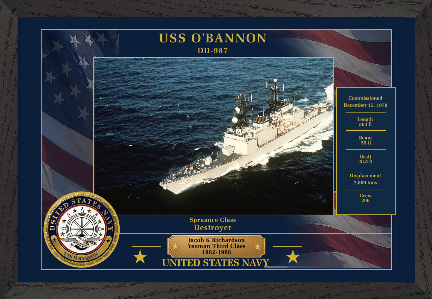 USS Obannon DD-987 Framed Patriotic Photo