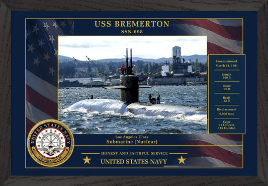 USS Bremerton SSN-698 Framed Patriotic Photo