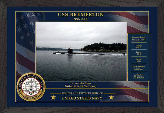 USS Bremerton SSN-698 Framed Patriotic Photo