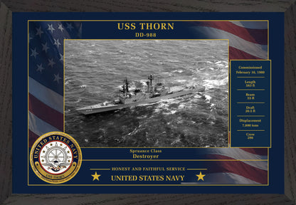 USS Thorn DD-988 Framed Patriotic Photo