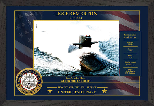USS Bremerton SSN-698 Framed Patriotic Photo