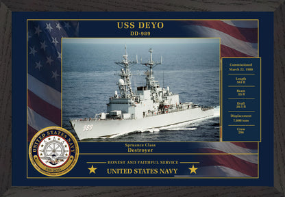 USS Deyo DD-989 Framed Patriotic Photo