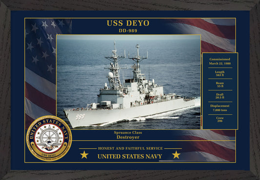 USS Deyo DD-989 Framed Patriotic Photo