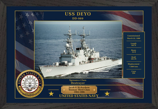 USS Deyo DD-989 Framed Patriotic Photo
