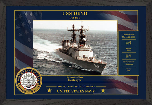 USS Deyo DD-989 Framed Patriotic Photo