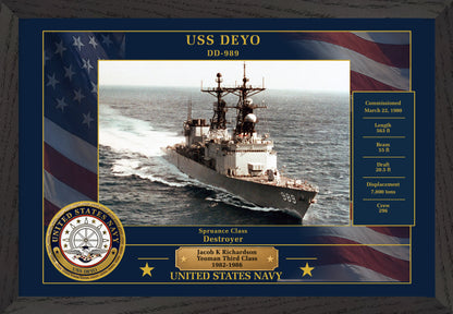 USS Deyo DD-989 Framed Patriotic Photo