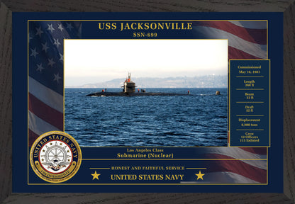 USS Jacksonville SSN-699 Framed Patriotic Photo