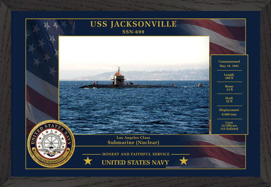 USS Jacksonville SSN-699 Framed Patriotic Photo