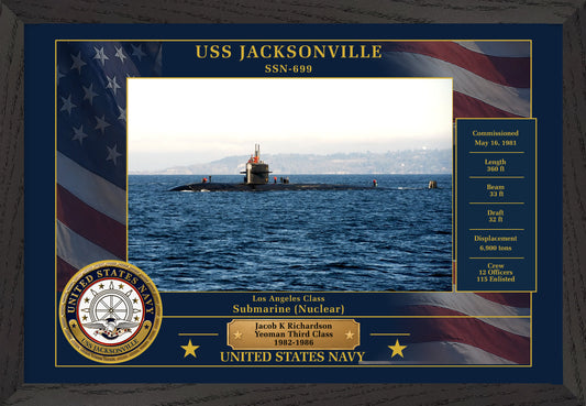 USS Jacksonville SSN-699 Framed Patriotic Photo