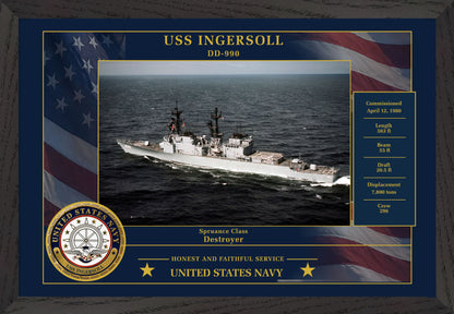 USS Ingersoll DD-990 Framed Patriotic Photo