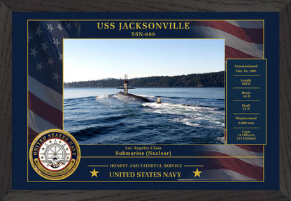 USS Jacksonville SSN-699 Framed Patriotic Photo