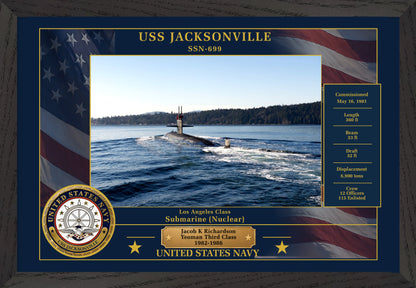 USS Jacksonville SSN-699 Framed Patriotic Photo