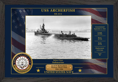 USS Archerfish SS-311 Framed Patriotic Photo
