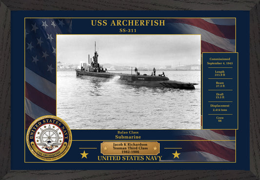 USS Archerfish SS-311 Framed Patriotic Photo
