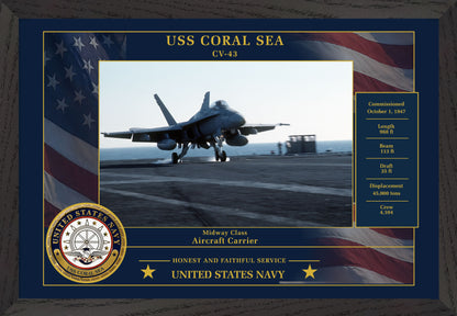 USS Coral Sea CV-43 Framed Patriotic Photo