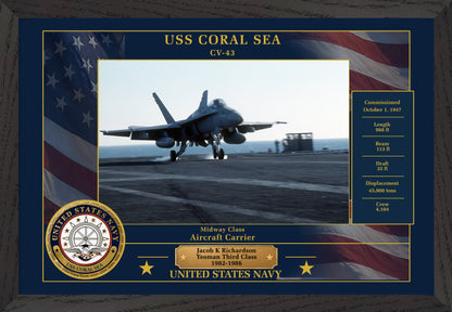 USS Coral Sea CV-43 Framed Patriotic Photo