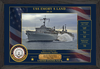 USS Emory S Land AS-39 Framed Patriotic Photo
