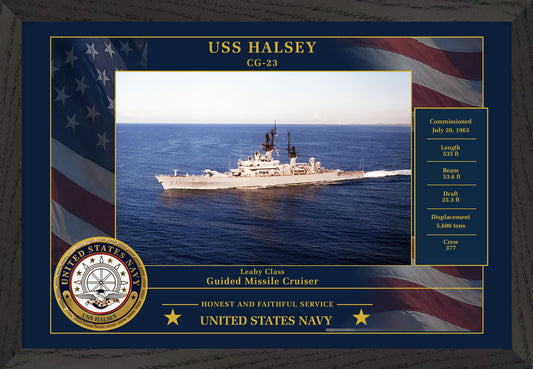 USS Halsey CG-23 Framed Patriotic Photo