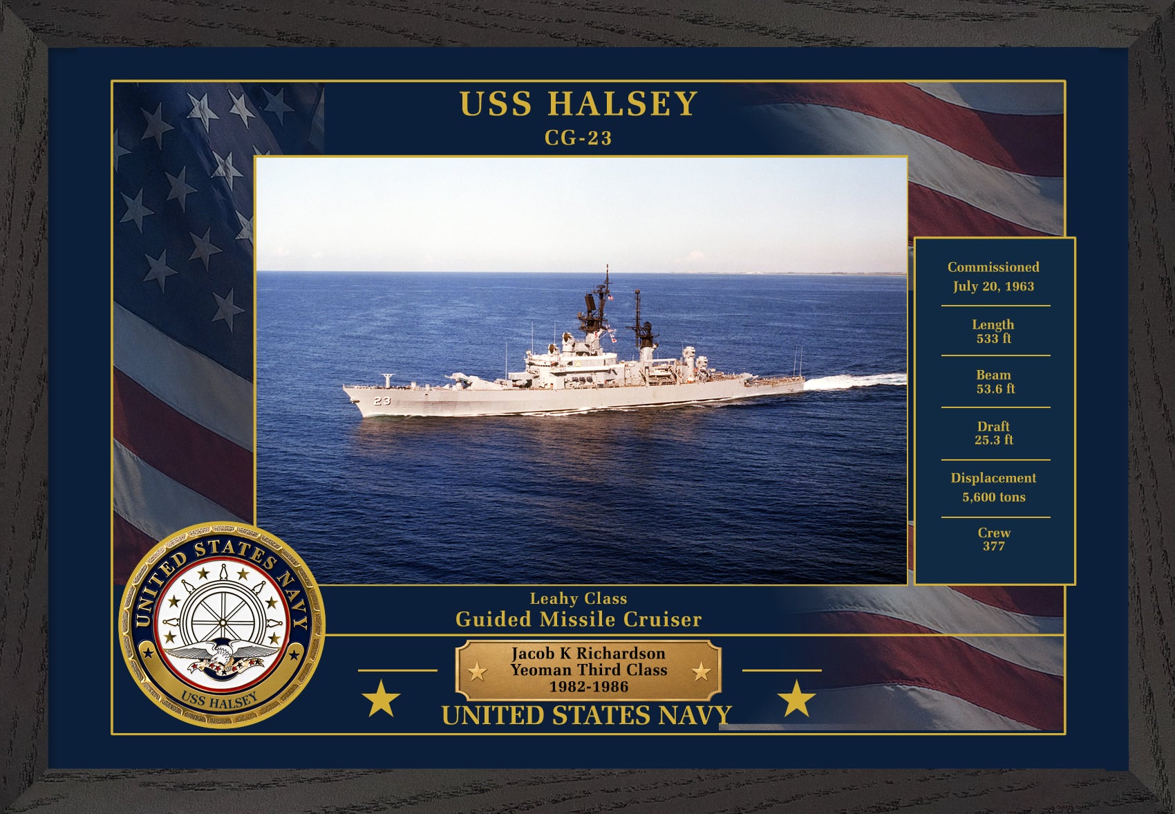 USS Halsey CG-23 Framed Patriotic Photo
