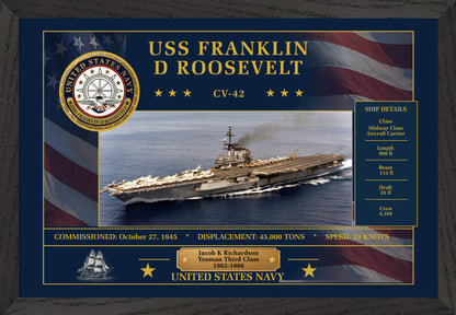 USS Franklin D Roosevelt CV-42 Framed Patriotic Art