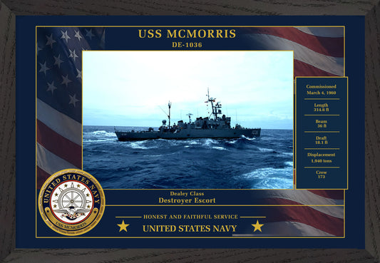 USS Mcmorris DE-1036 Framed Patriotic Photo