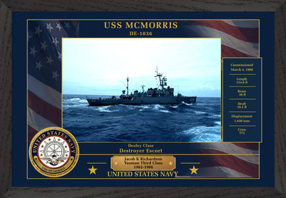 USS Mcmorris DE-1036 Framed Patriotic Photo