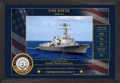 USS Nitze DDG-94 Framed Patriotic Photo