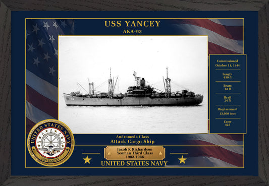 USS Yancey AKA-93 Framed Patriotic Photo