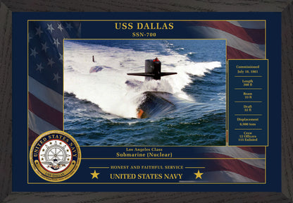 USS Dallas SSN-700 Framed Patriotic Photo