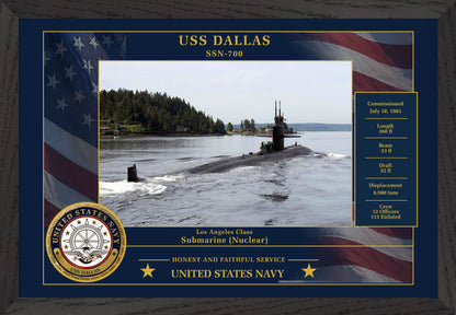USS Dallas SSN-700 Framed Patriotic Photo