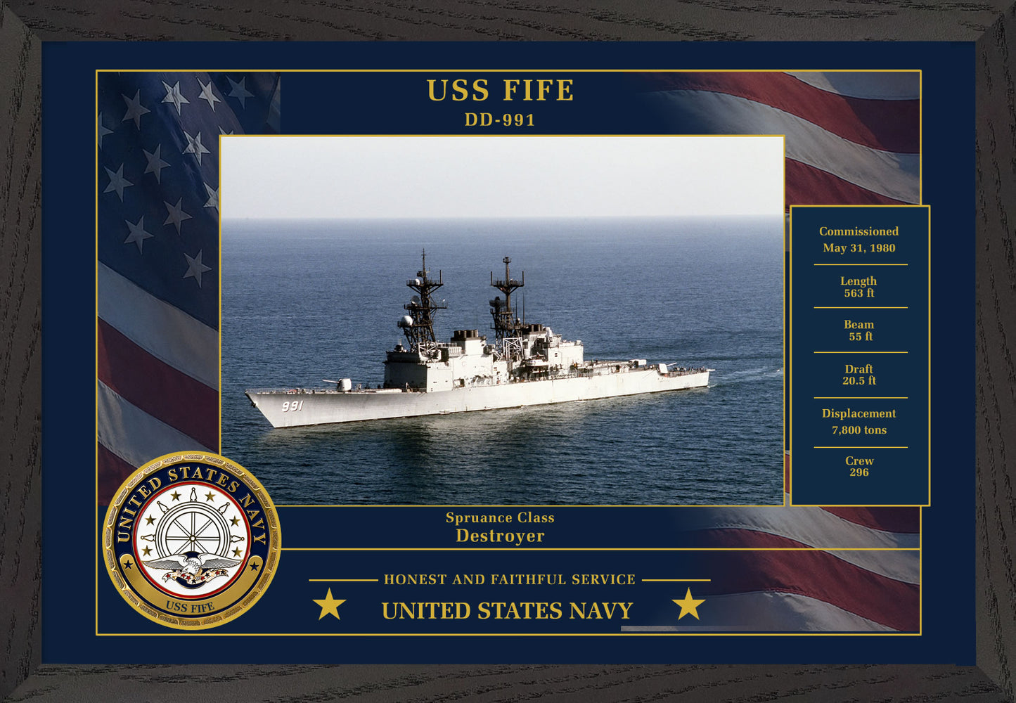 USS Fife DD-991 Framed Patriotic Photo