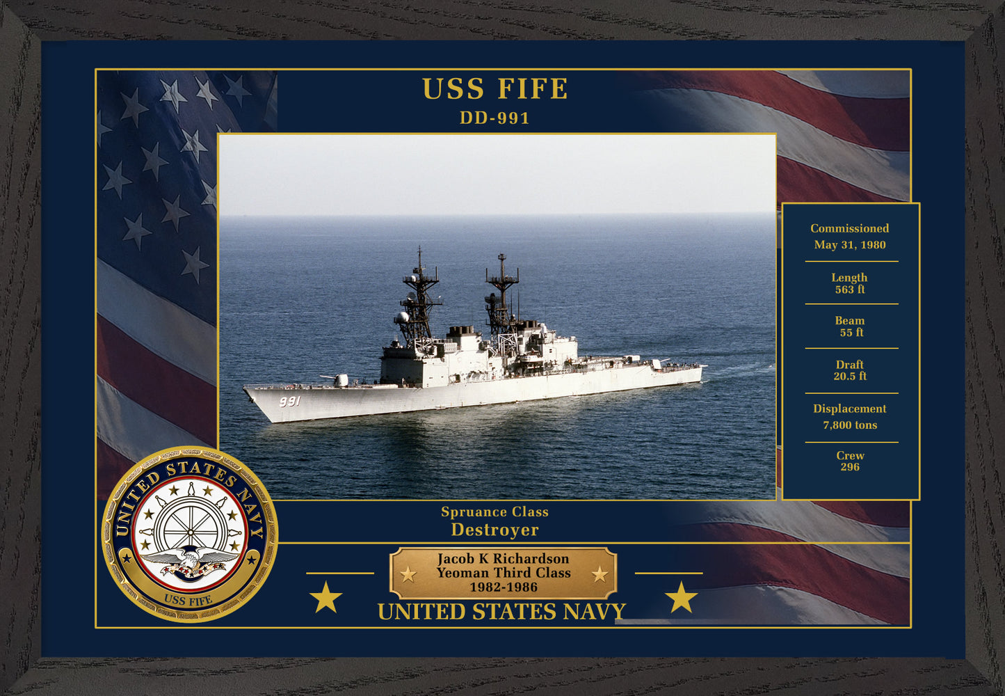 USS Fife DD-991 Framed Patriotic Photo