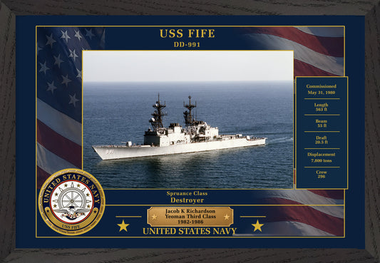 USS Fife DD-991 Framed Patriotic Photo