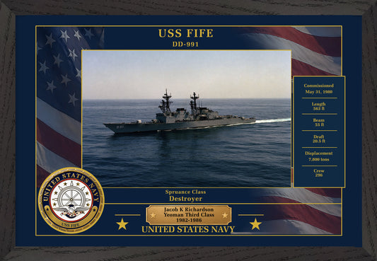 USS Fife DD-991 Framed Patriotic Photo