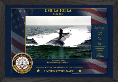 USS La Jolla SSN-701 Framed Patriotic Photo