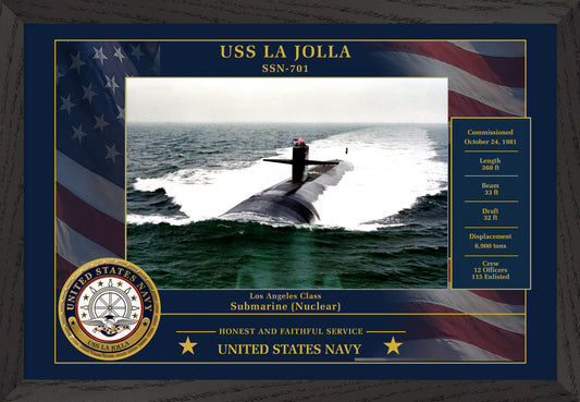 USS La Jolla SSN-701 Framed Patriotic Photo