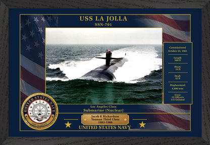 USS La Jolla SSN-701 Framed Patriotic Photo